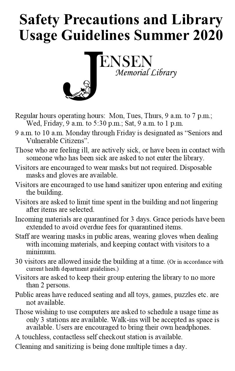 safety-precautions-for-reopening-jensen-memorial-library-minden