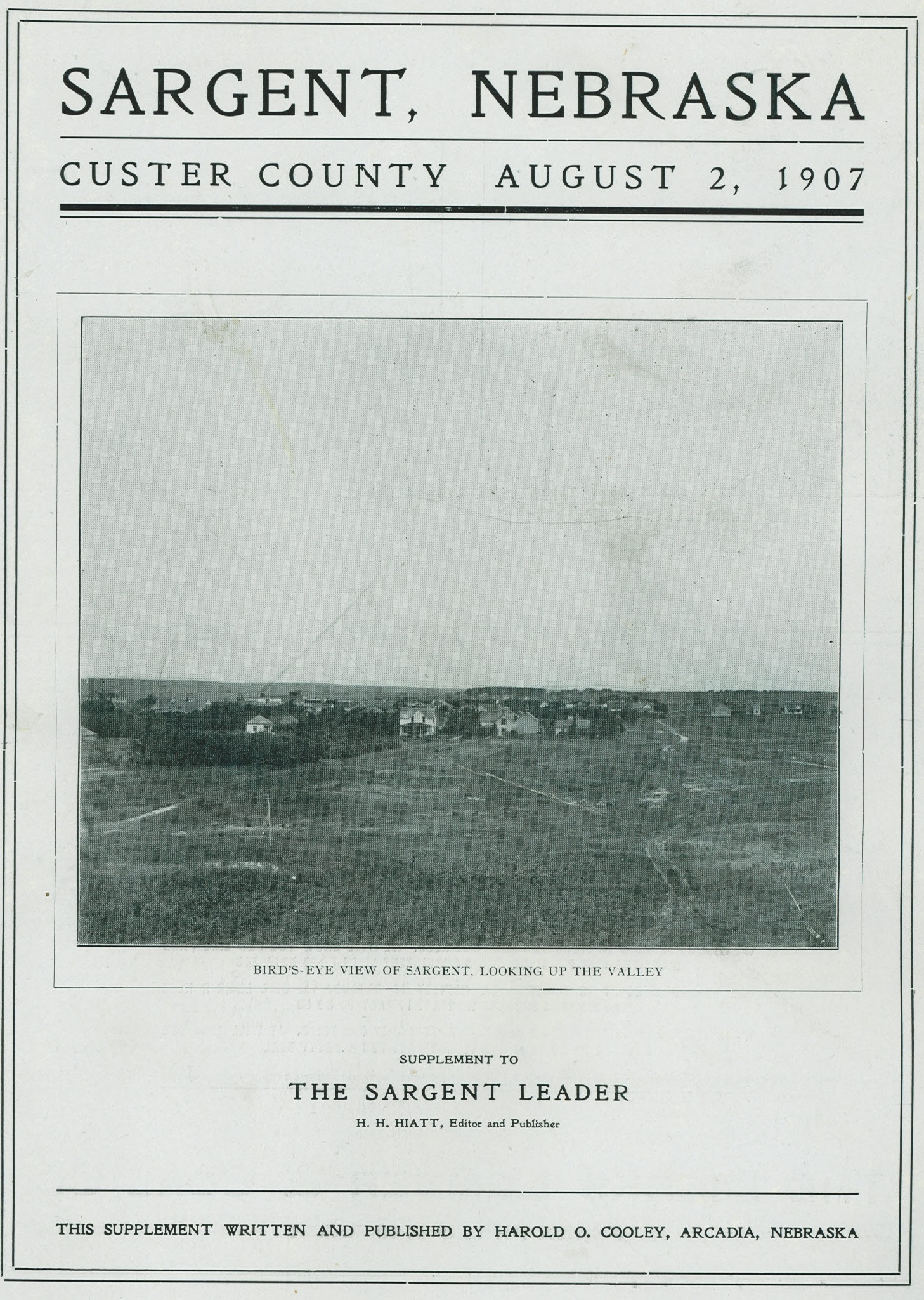 Sargent, Nebraska, Custer County, August 2, 1907